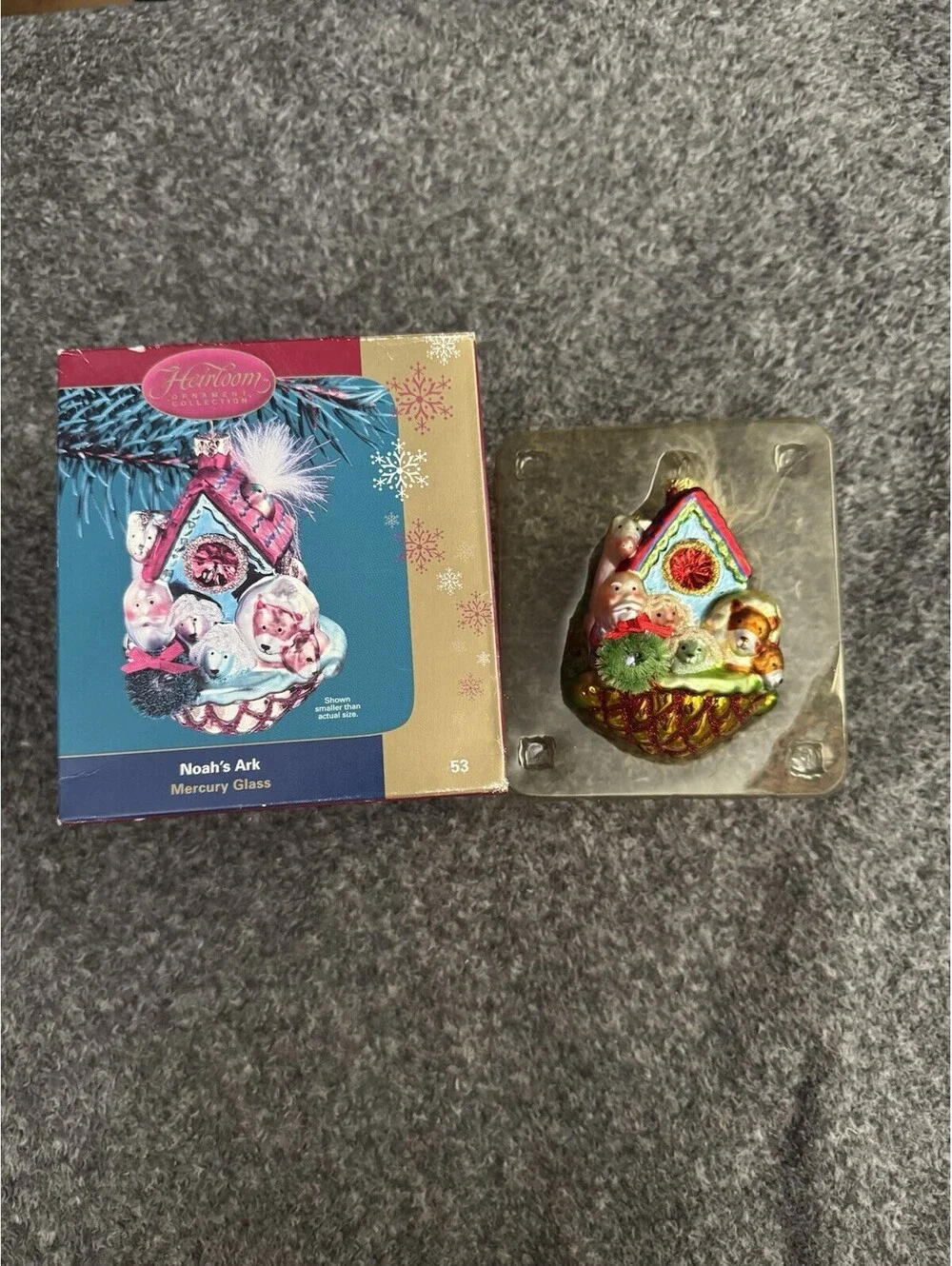 2004 Noah's Ark Blown Mercury Glass Christmas Ornament Carlton Cards Heirloom